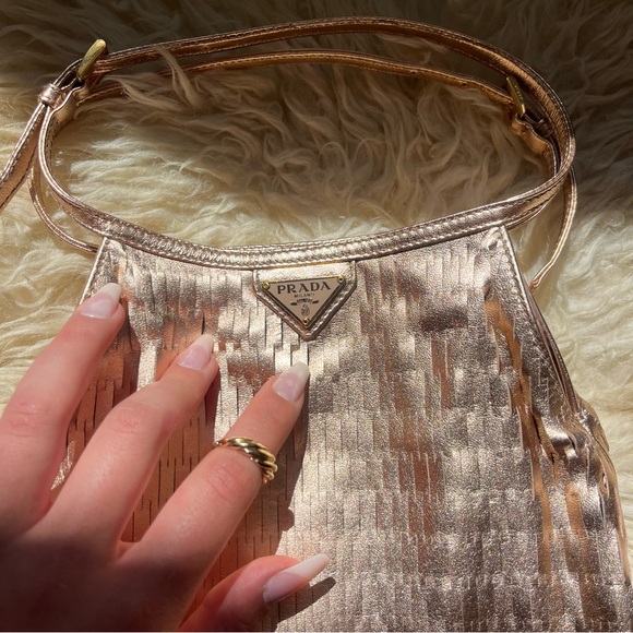 PRADA MESH ROSE GOLD MINI BAG - Picture 2 of 5